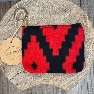 Red Black Wallet Coin Purse Southwest Aztec Wallet Fuzzy Bag NeW FAST SHIP